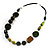 Olive Green Wood Bead Leather Style Cord Necklace - view 7