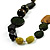 Olive Green Wood Bead Leather Style Cord Necklace - view 3