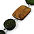 Olive Green Wood Bead Leather Style Cord Necklace - view 6