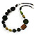 Olive Green Wood Bead Leather Style Cord Necklace - view 2