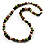 Chunky Round Wood Bead Long Necklace (White, Brown, Green & Black) - 80cm Length