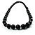Black Wooden Bead Necklace - 70cm Length - view 6