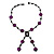 Glass & Shell Bead Tassel Necklace (Purple & Black) - view 2