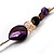 Long Exquisite Glass & Shell Bead Necklace (Purple & Beige) - 100cm L - view 5