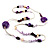 Long Exquisite Glass & Shell Bead Necklace (Purple & Beige) - 100cm L - view 2