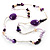 Long Exquisite Glass & Shell Bead Necklace (Purple & Beige) - 100cm L - view 4