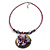 Purple & Magenta Glass, Shell & Mother of Pearl Floral Choker Necklace (Silver Tone) - view 2