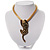Gold Crystal Enamel 'Tiger' Mesh Magnetic Pendant Necklace - view 3