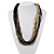 Chunky Multi-Strand Glass Bead Wood Necklace (Black & Antique White) - view 2