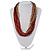Chunky Multi-Strand Glass Bead Wood Necklace (Bright Red & Transparent/ White) - 58cm L - view 2