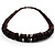 Long Dark Brown Button Wooden Bead Necklace - view 5