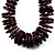 Long Dark Brown Button Wooden Bead Necklace - view 3