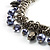 Silver Tone Link Charm Leather Style Necklace (Black & Lilac) - view 3