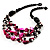 3 Strand Black, White & Magenta Shell & Bead Necklace - view 7