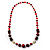 Red & Black Bead Necklace (Silver Tone) - 62cm - view 5