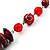Red & Black Bead Necklace (Silver Tone) - 62cm - view 4