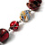 Red & Black Bead Necklace (Silver Tone) - 62cm - view 7