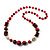 Red & Black Bead Necklace (Silver Tone) - 62cm