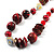 Red & Black Bead Necklace (Silver Tone) - 62cm - view 2