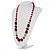 Red & Black Bead Necklace (Silver Tone) - 62cm - view 8