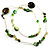 Long Exquisite Glass & Shell Bead Necklace (Grass Green & Olive Green) - 120cm Length - view 7