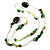 Long Exquisite Glass & Shell Bead Necklace (Grass Green & Olive Green) - 120cm Length