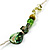 Long Exquisite Glass & Shell Bead Necklace (Grass Green & Olive Green) - 120cm Length - view 4