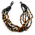 Multistrand Glass And Shell - Composite Necklace (Black & Mustard)