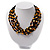 Multistrand Glass And Shell - Composite Necklace (Black & Mustard) - view 2