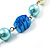 Light Blue Beaded Floral Necklace (Silver Tone) - 66cm Length - view 5