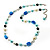 Light Blue Beaded Floral Necklace (Silver Tone) - 66cm Length