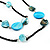 Long Light Blue Shell Bead Gun Metal Necklace - 150cm Length - view 4
