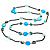 Long Light Blue Shell Bead Gun Metal Necklace - 150cm Length - view 3