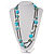 Long Light Blue Shell Bead Gun Metal Necklace - 150cm Length
