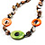 Beige, Orange & Light Green Long Shell Necklace - view 2