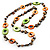 Beige, Orange & Light Green Long Shell Necklace - view 3