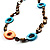 Beige, Orange & Light Blue Long Shell Necklace - 100cm L - view 8