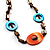 Beige, Orange & Light Blue Long Shell Necklace - 100cm L - view 2