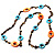 Beige, Orange & Light Blue Long Shell Necklace - 100cm L - view 3