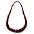 Long Red & Brown Button Wooden Bead Necklace - view 5