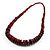 Long Red & Brown Button Wooden Bead Necklace - view 6