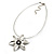 Rhodium Plated Daisy Pendant Wire Necklace - view 5