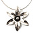 Rhodium Plated Daisy Pendant Wire Necklace