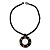 Round Shell Black Glass Bead Pendant Necklace - view 6