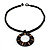Round Shell Black Glass Bead Pendant Necklace - view 7