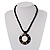Round Shell Black Glass Bead Pendant Necklace - view 2