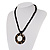 Round Shell Black Glass Bead Pendant Necklace - view 8