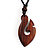 Unisex Adjustable Brown Wood 'Magical Hook' Black Cord Pendant Necklace