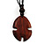 Unisex Adjustable Brown Wood 'Symbol' Black Cord Pendant Necklace