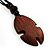 Unisex Adjustable Brown Wood 'Symbol' Black Cord Pendant Necklace - view 4